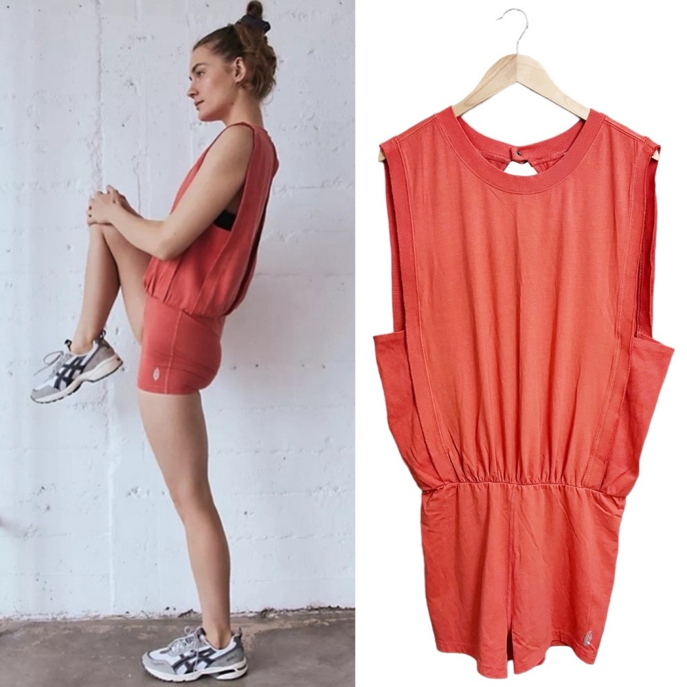 NWT Free People Movement Hot Shot Shortsie One Piece Onesie Romper Fired Up